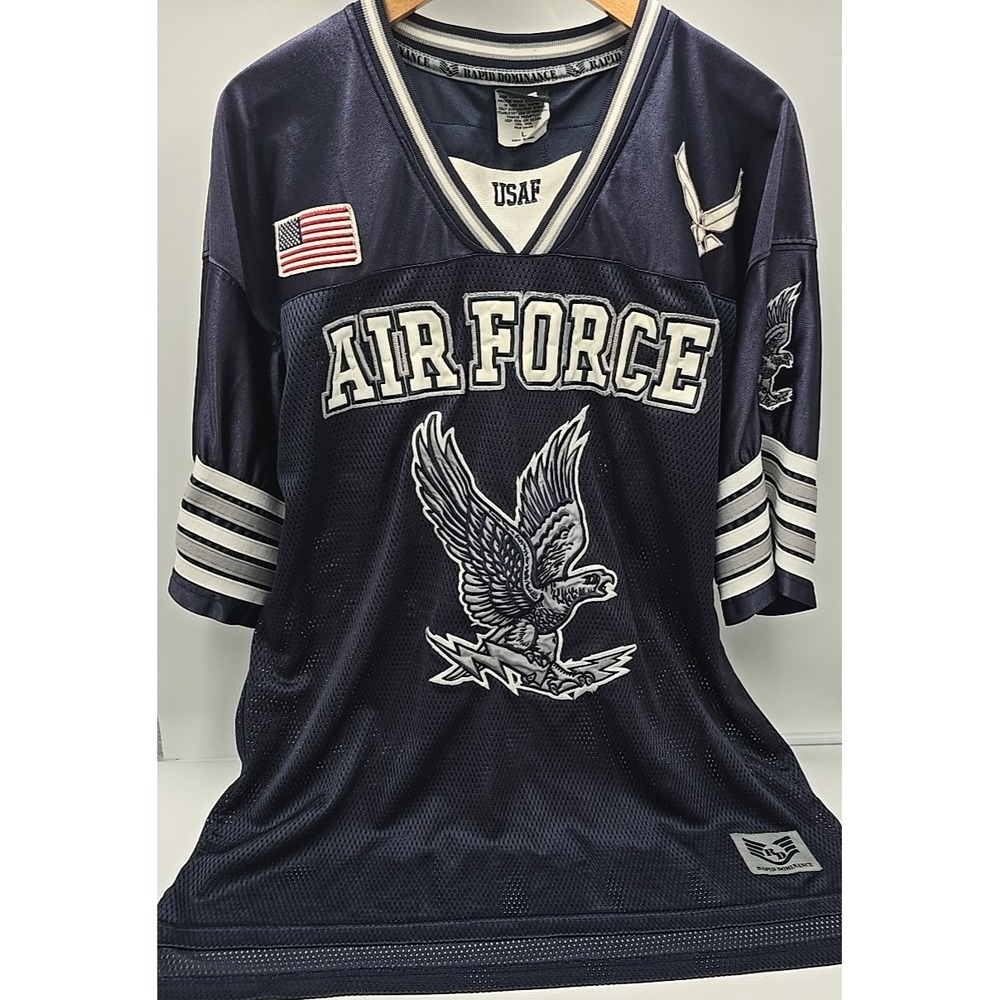 Blue‎ USAF Jersey Military Streetwear Mesh Eagle Air Force Rapid Dominance